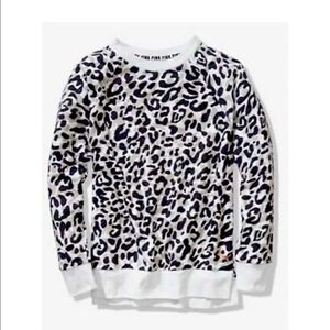 Large VS pink leopard/cheetah/animal print crewneck pullover sweatshirt top